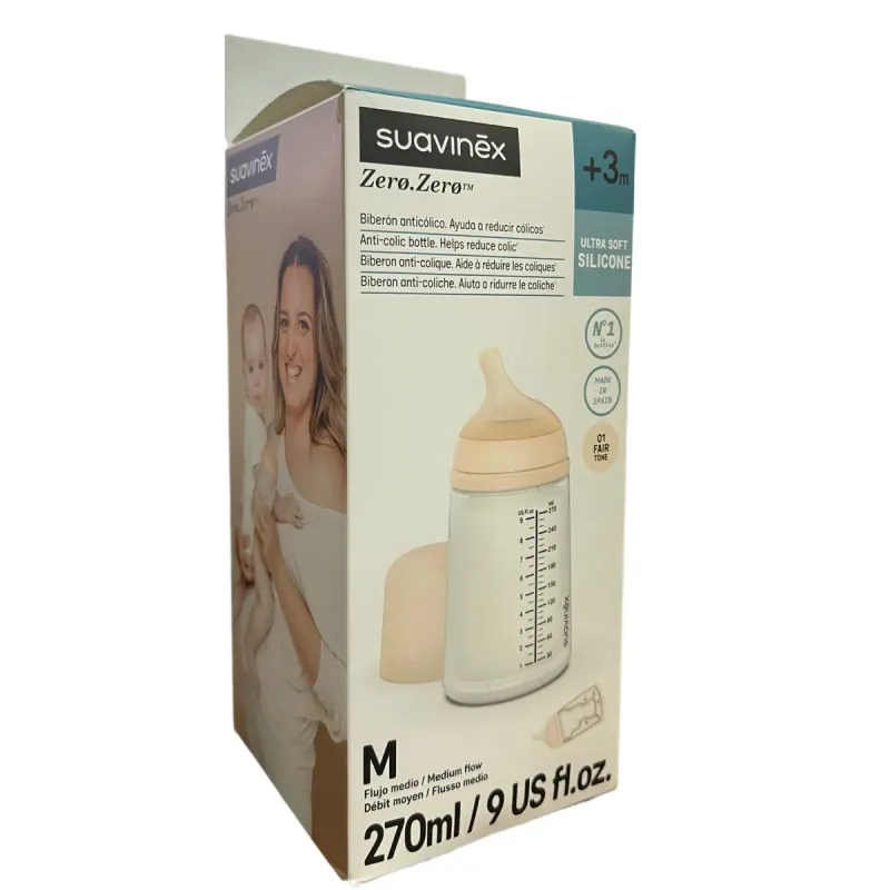 Suavinex Zero.Zero Biberón Anticólico Flujo Medio 270ml