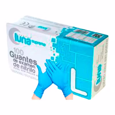 Guantes Nitrilo Sin Polvo Talla L - Luna 100 Uds