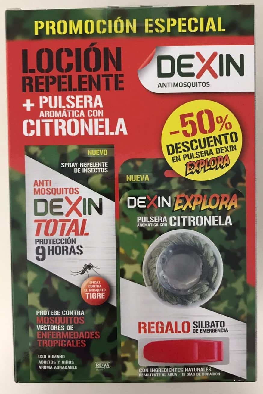 Dexin Pack promocional Spray + Pulsera Explora Repelente Insectos