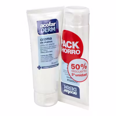 Acofarderm Crema Manos Hidratante 2x75ml | Urea y Aloe