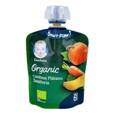Gerber Pouch Organic Calabaza, Plátano y Zanahoria