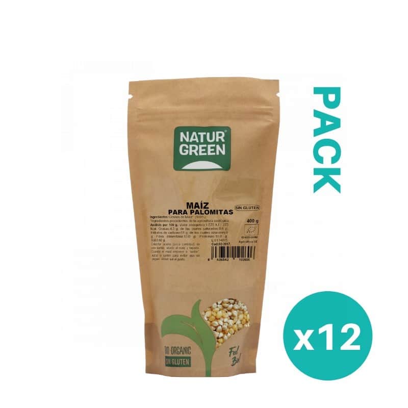 NaturGreen Pack 12x Maíz para Palomitas Ecológico 400gr