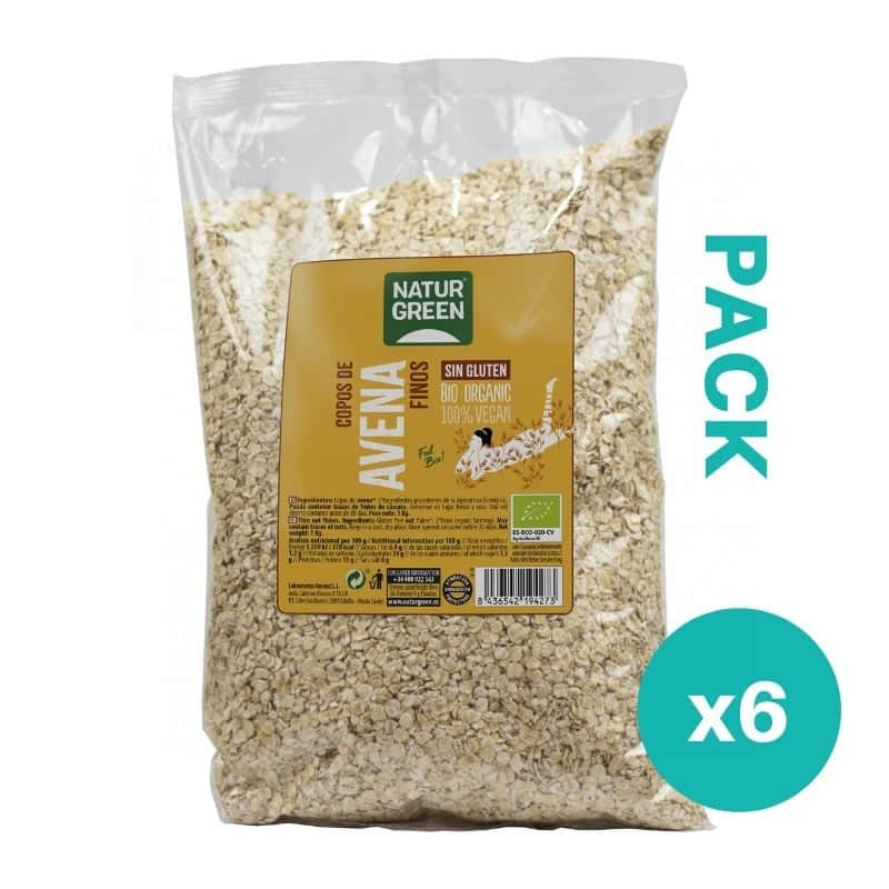 NaturGreen Pack 6x Copos de Avena Finos Bio 1kg