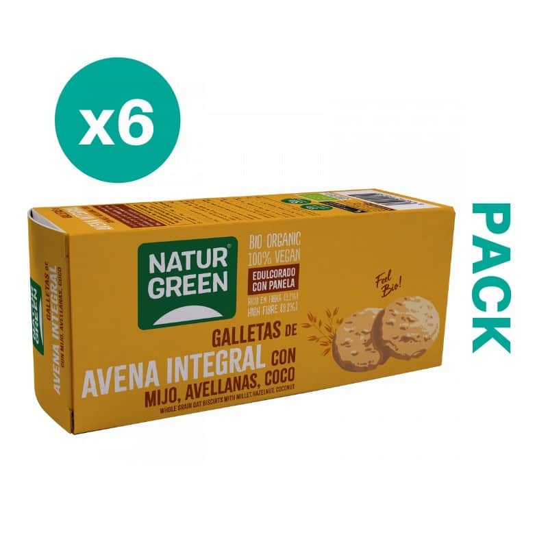 NaturGreen Pack 6x Galleta de Avena Integral con Cáñamo Bio 140gr