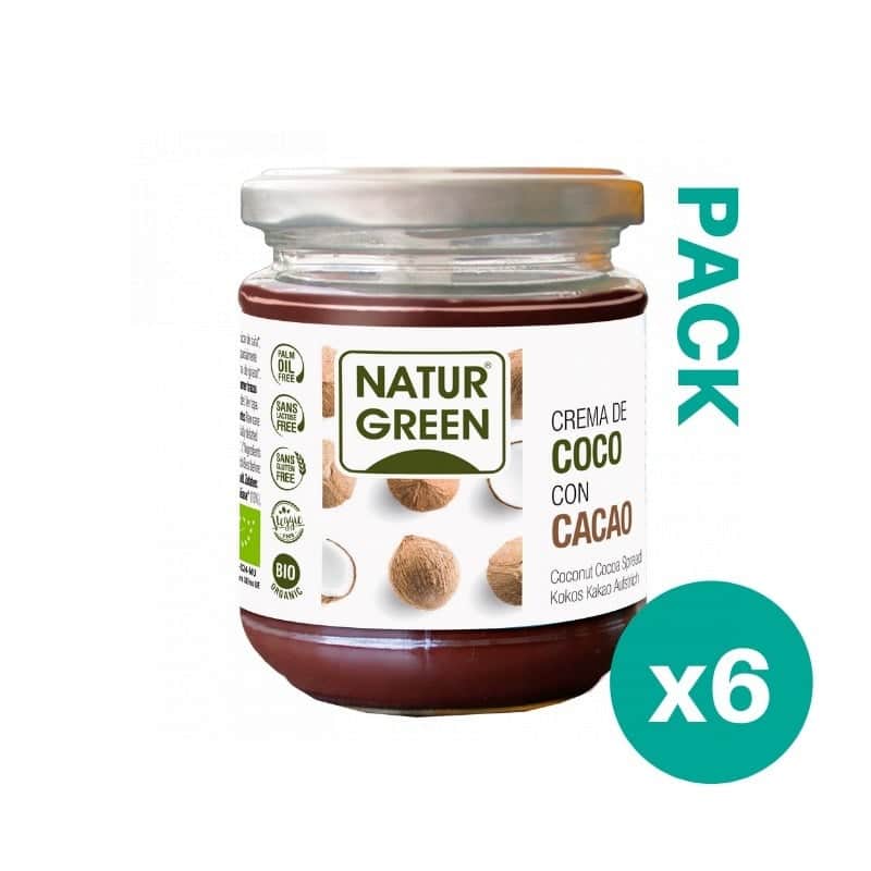 NaturGreen Pack 6x Crema de Coco y Cacao Ecológica 200gr