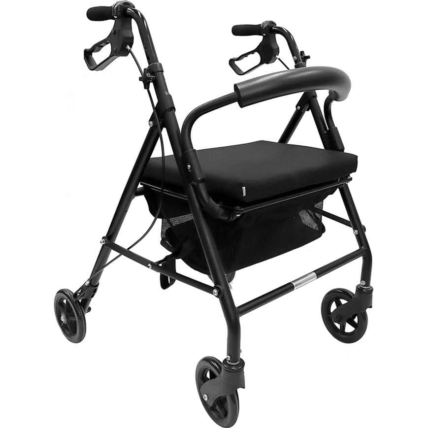 Kmina Andador con Asiento 4 Ruedas Negro