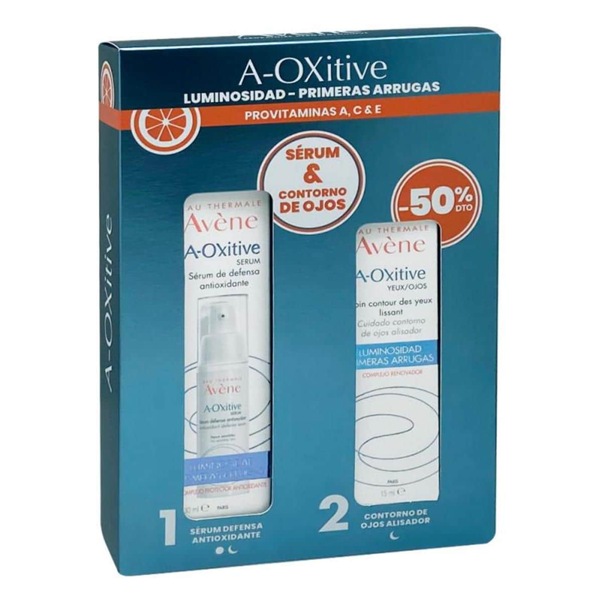 Avène Pack A-Oxitive: Sérum Defensa Antioxidante (30 ml) + Contorno de Ojos Alisador (15 ml)