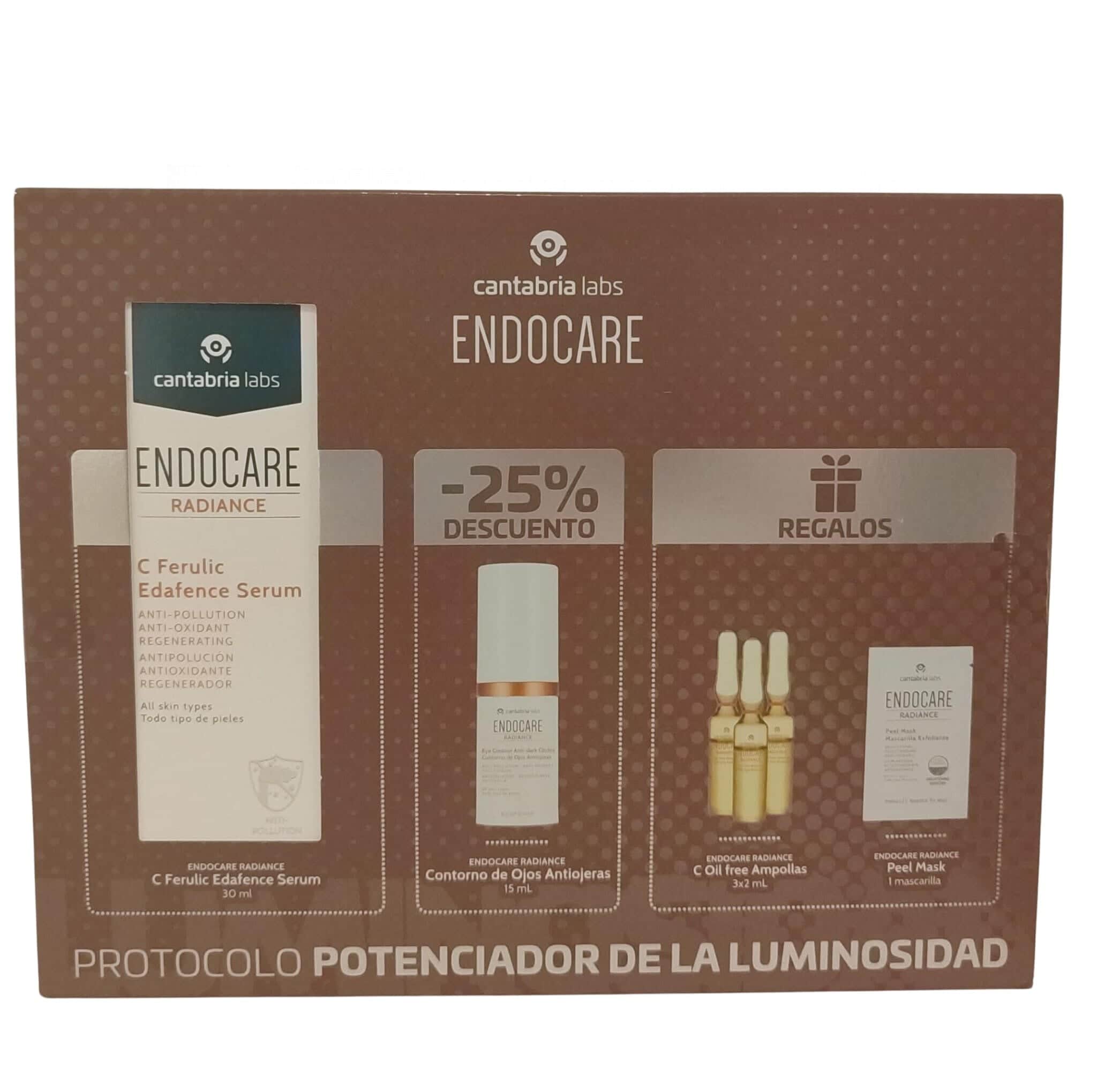 Endocare Pack Sérum Radiance con contorno de ojos. Regalo: ampollas + mascarilla