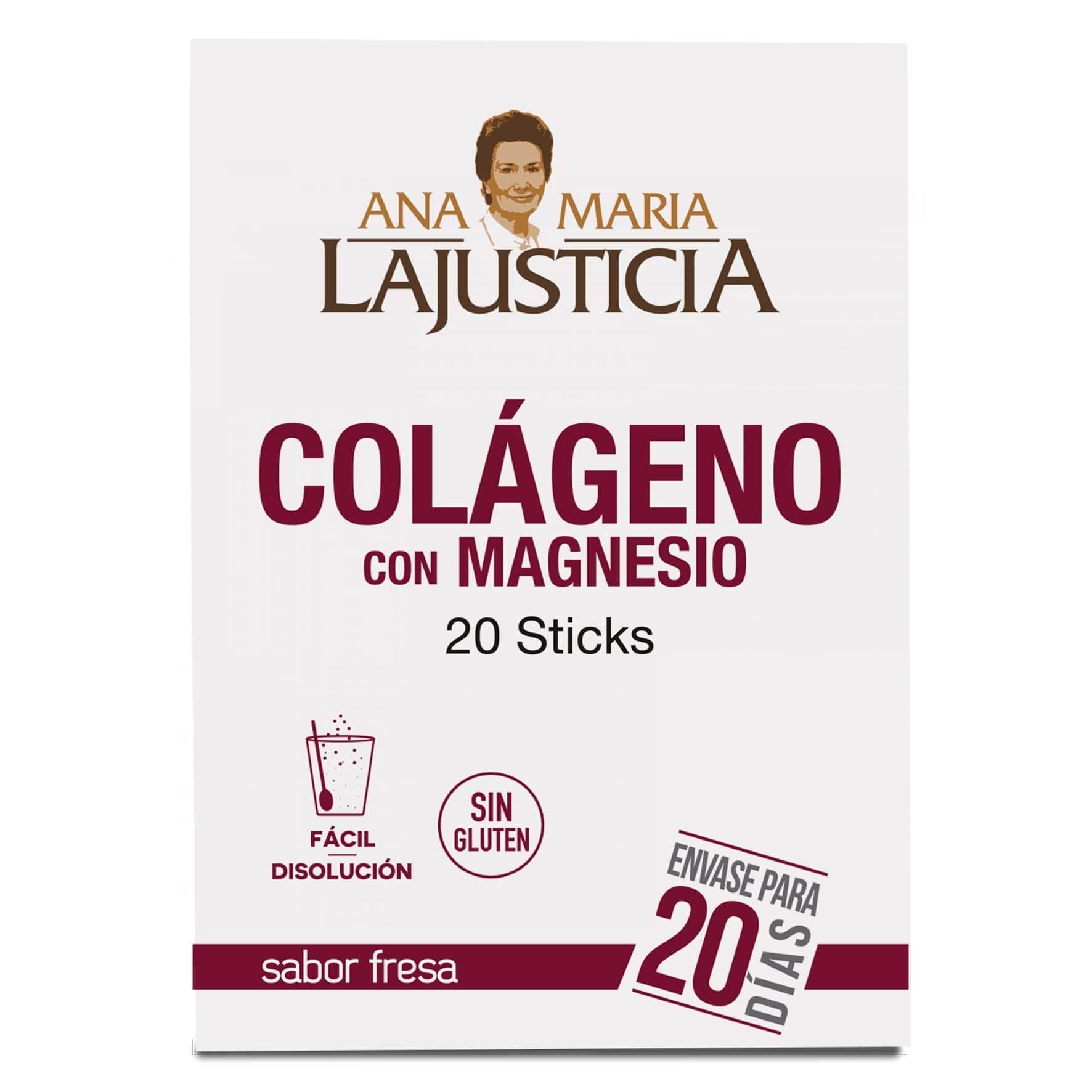 Lajusticia Colágeno con Magnesio Sticks Fresa 20 Sticks