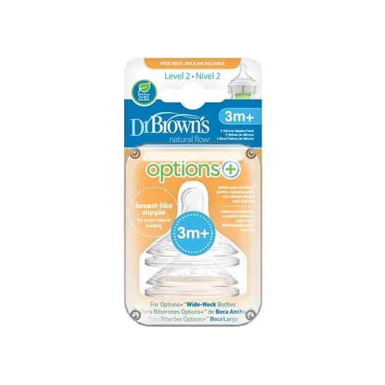 Dr Brown's Tetina Silicona Options+ Natural Flow Nivel 2 +3m 2uds