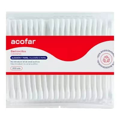 Bastoncillos Acofar Algodón 200 Uds - Higiene