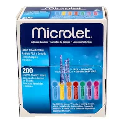 Microlet Color 200 Lancetas - Punción Glucosa