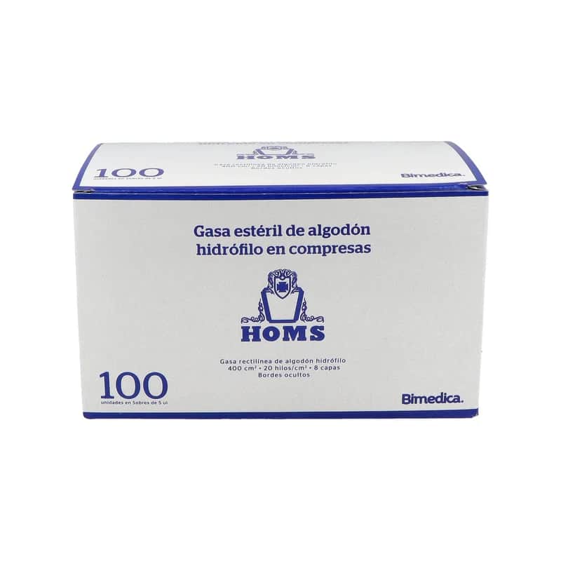 Gasa Estéril Homs 100 Unidades - Cura de Heridas