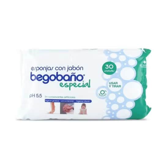 Begobaño esponja enjabonada desechable 30uds