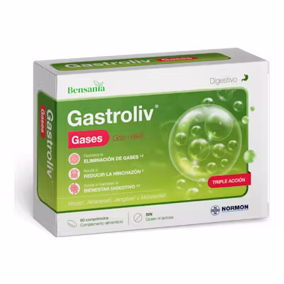 Gastroliv Gases - Digestivo Natural Sin Gluten | 60 Comprimidos