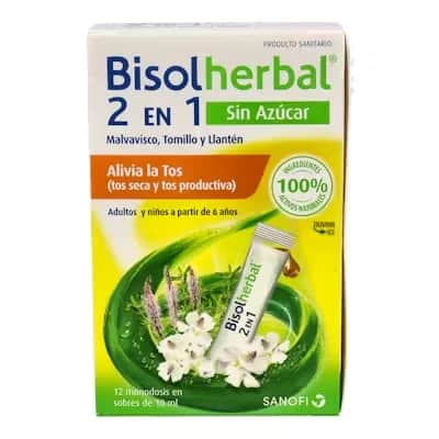 Bisolherbal 2 En 1 Sin Azúcar 12 Sobres | Antitusivo