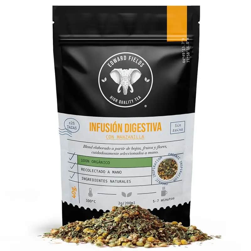 Edward Fields Tea Infusión Digestiva Con Manzanilla Ecológica A Granel 25 Tazas Sin Teina , 40 gr