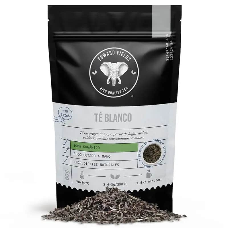 Edward Fields Tea Té Blanco Ecológico A Granel 30 Tazas , 60 gr