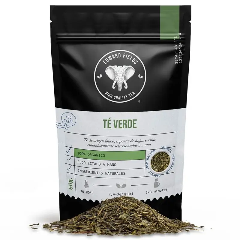Edward Fields Tea Té Verde Ecológico A Granel 30 Tazas , 60 gr