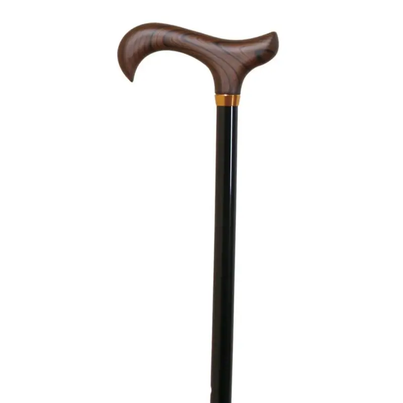 García 1880 Muletilla Extensible De Aluminio, Negra Y Puño De Madera Oscura