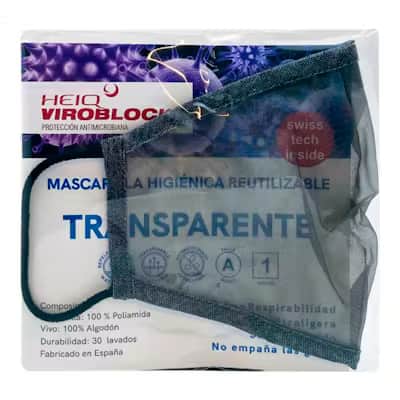 Mascarilla Higiénica Negra Transparente | Reutilizable