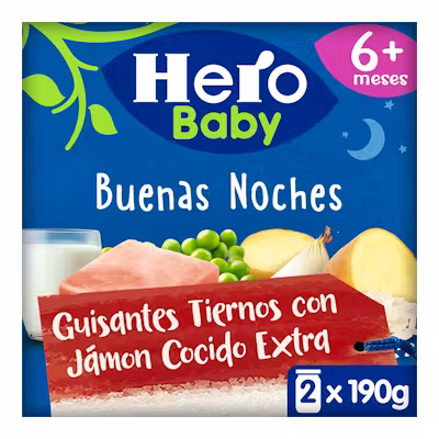 Hero Baby Guisantes Jamón Cocido - Potito 2x190g