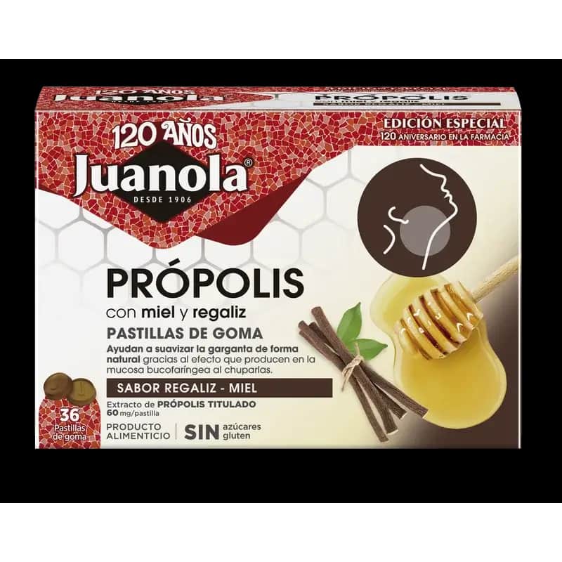 Juanola Propólis Regaliz Miel 72Gr, 36 unidades