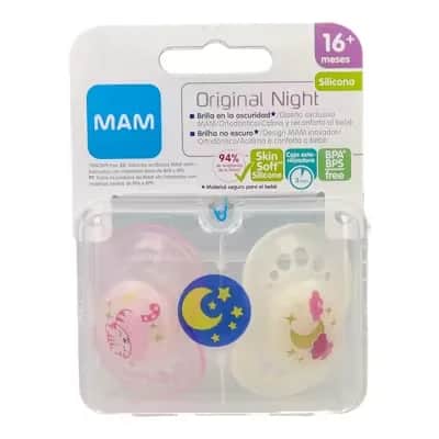 Chupete MAM Night +16M Rosa - Brilla