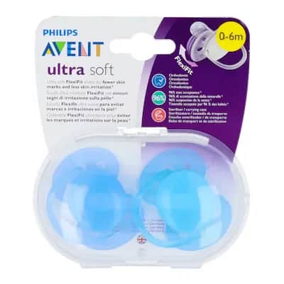 Chupete Avent Ultrasoft Liso +0-6M Niño 2U