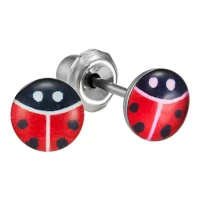 Pendiente 187C Lady Bug 5mm - Acero hipoalergénico