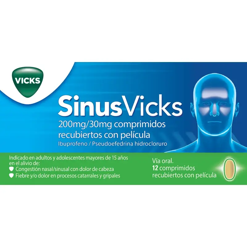 SINUSVICKS 200 MG/30 MG 12 COMPRIMIDOS RECUBIERTOS (BLISTER PVC/PCTFE/AL)