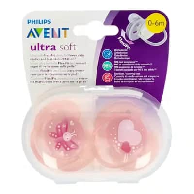 Chupete Avent Ultrasoft Decorado 0-6 M Niña