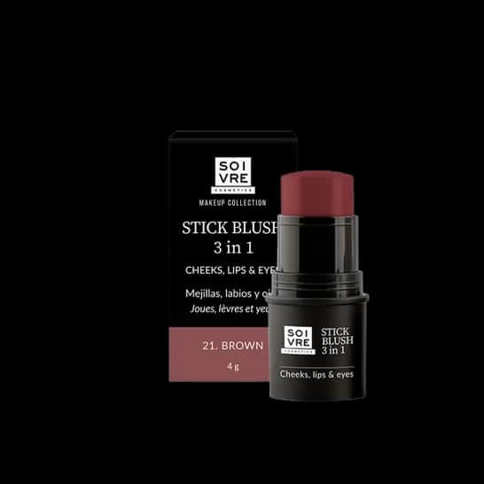 Soivre Cosmetics Stick Blush 3 In 1 Mejillas Labios y Ojos Brown 4g