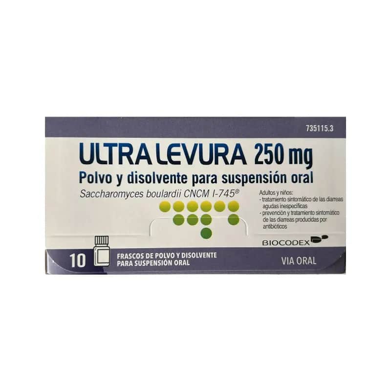 ULTRA-LEVURA 250 MG 10 FRASCOS POLVO Y DISOLVENTE PARA SUSPENSION ORAL