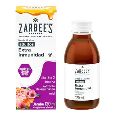 Zarbee's Jarabe Adultos Extra Inmunidad ayuda al sistema inmune con Miel, Extracto de Equinácea, Vitamina D y Botina, 120ml